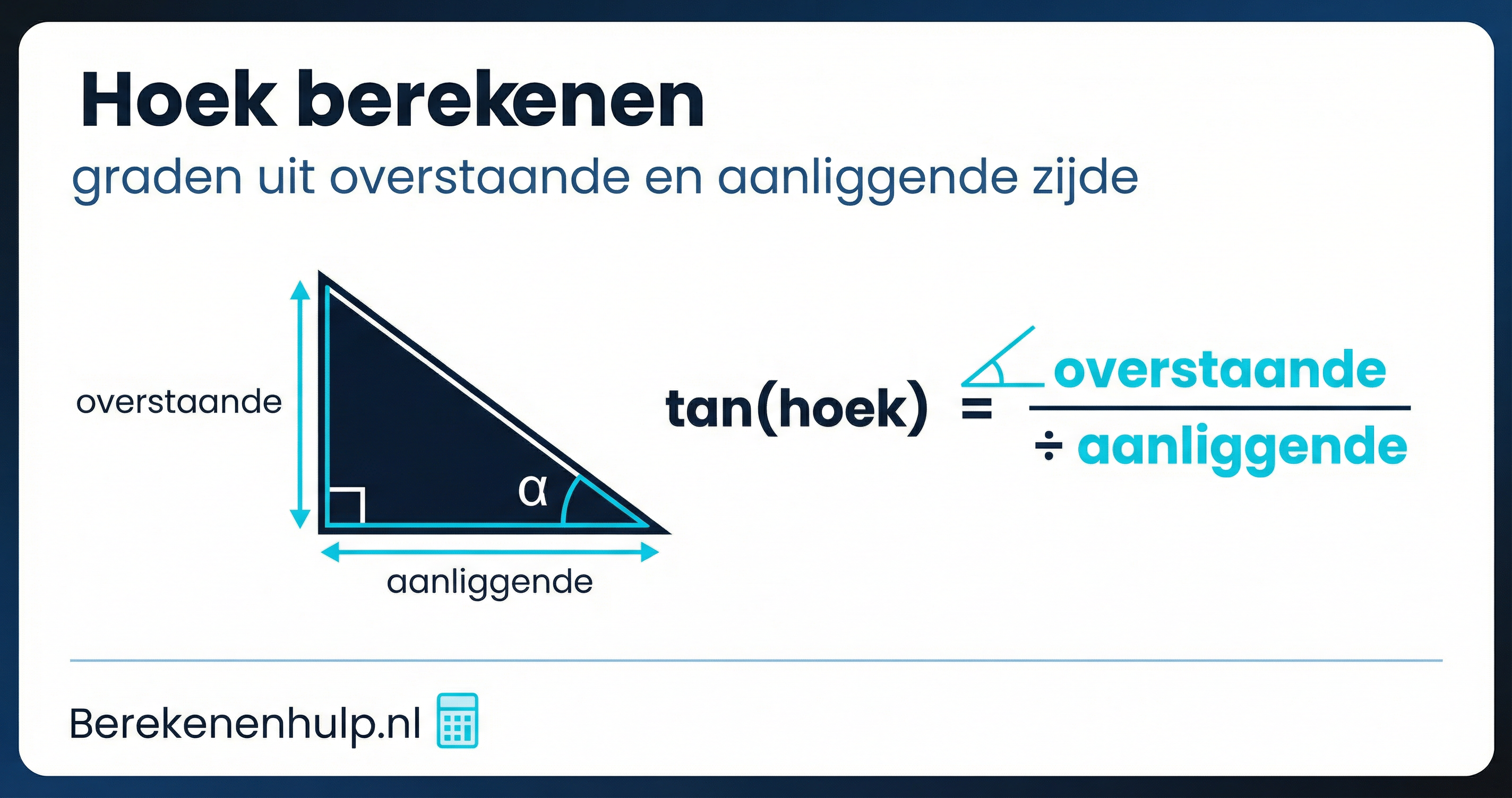 Hoek Lessenaar Hoek berekenen – gratis calculator
